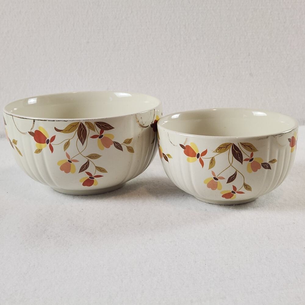 Set 2-VTG Halls Superior Mary Dunbar Jewel Homemaker Institute Autumn Leaf Bowls